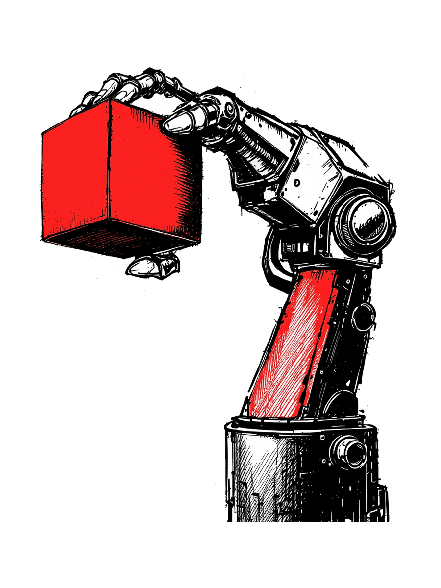 robot arm peeking at cheat sheet